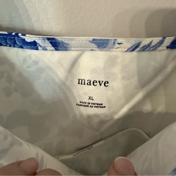 Maeve by Anthropologie Women’s Square Neck Peplum Floral Blue Tank Top Sz XL NWT - Picture 5 of 10